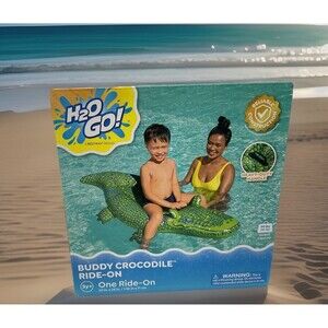 H2O GO Buddy Crocodile Ride-On 3Y+, Size 60 In. x 28 In, Weight Capacity 99 Lbs